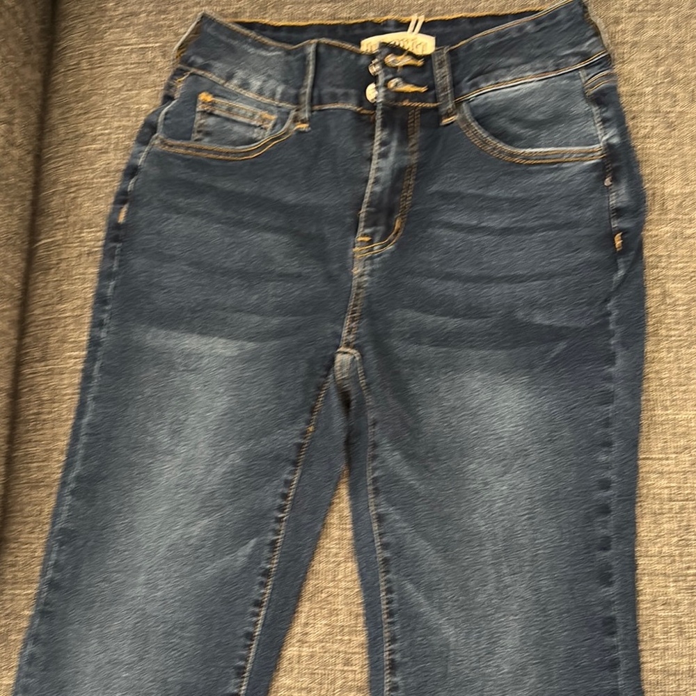 High Rise Blue Jeans with Natural Fading